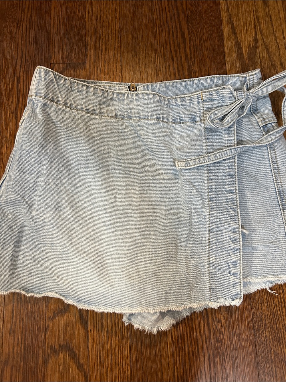 Altar'd State Light Wash Denim Wrap Skort